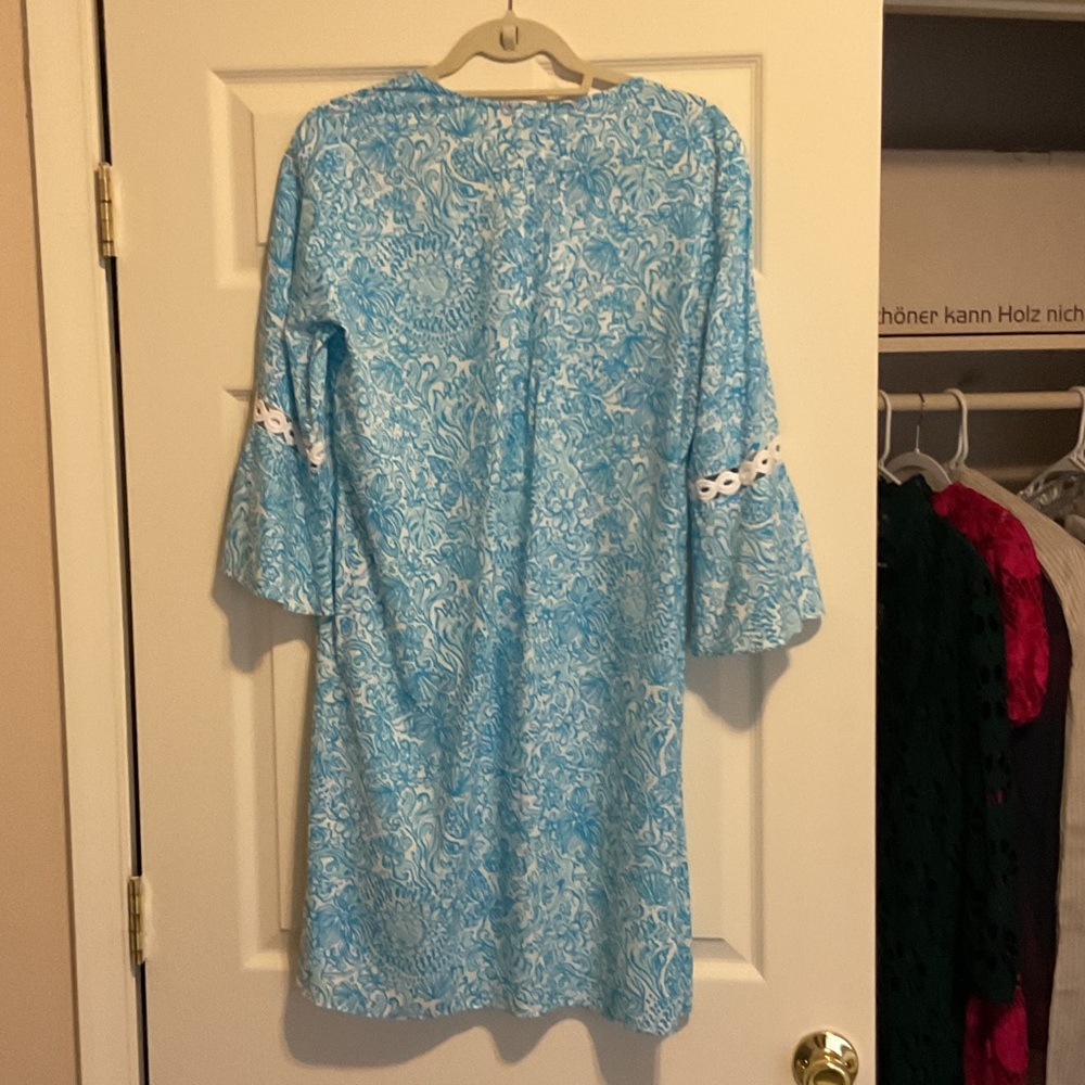Milly Minis Blue And White Patterned Mini Dress View 2